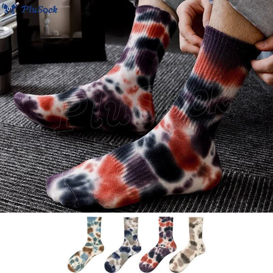 Plus Size Polka Dot Tie Dye Quarter Socks(4 Pairs)