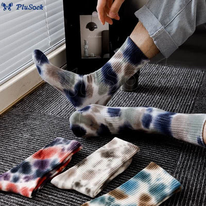 Plus Size Polka Dot Tie Dye Quarter Socks(4 Pairs)