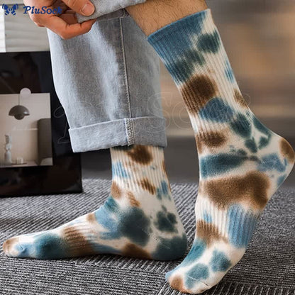 Plus Size Polka Dot Tie Dye Quarter Socks(4 Pairs)