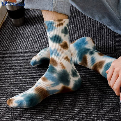 Plus Size Polka Dot Tie Dye Quarter Socks(4 Pairs)