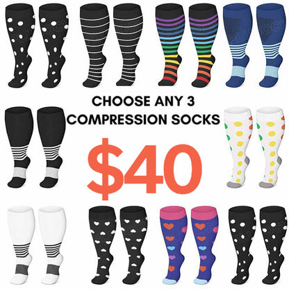 2XL-4XL Plus Size Polka Dots Compression Socks