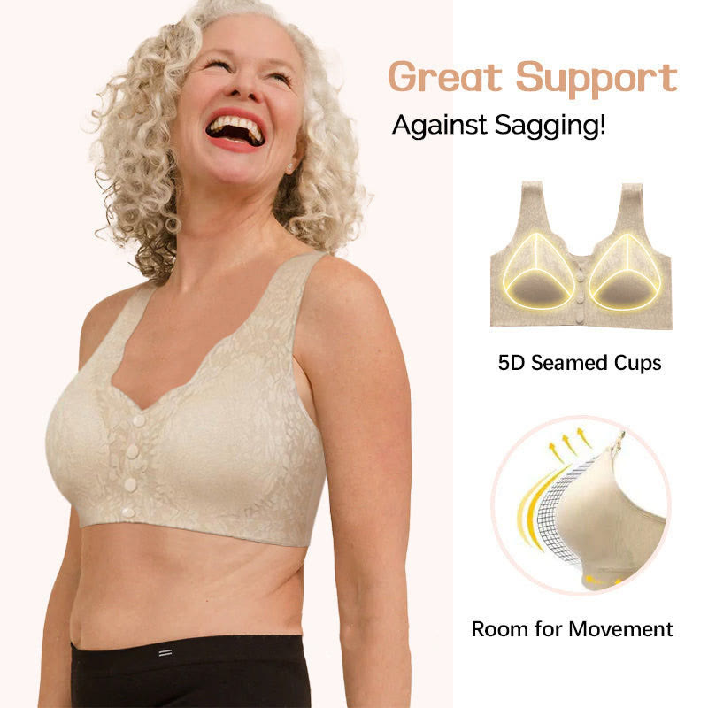 Plus Size Button Front Comfy Wireless Bras(2 Packs)