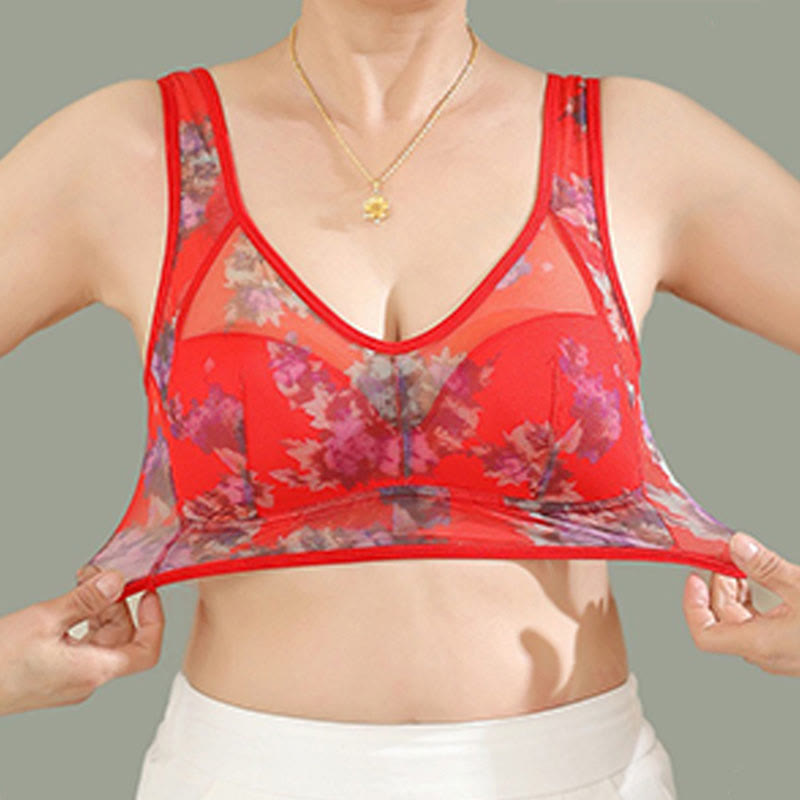 Plus Size Mesh Printed Wireless Bras(2 Packs)