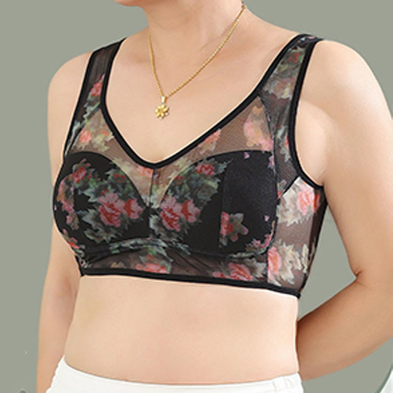 Plus Size Mesh Printed Wireless Bras(2 Packs)