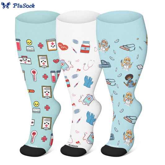 Plus Size Medical Supplies Compression Socks(3 Pairs)