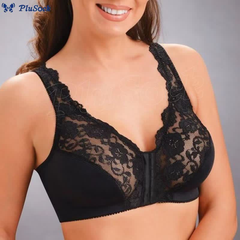 Plus Size Back Support Lace Wireless Bra