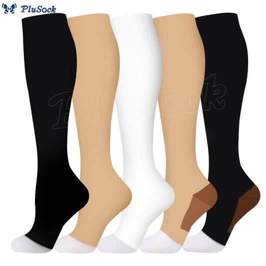 Classic Color Open Toe Compression Socks(5 Pairs)