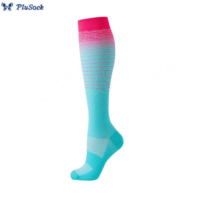 Gradient Stripes Compression Socks(6 Pairs)