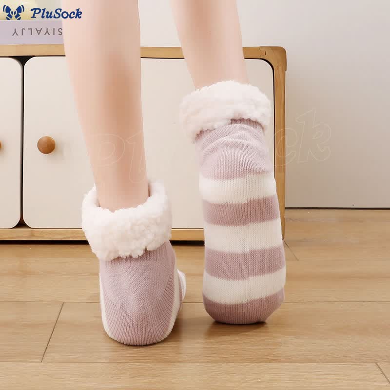 Plus Size Wide Stripes Slipper Socks