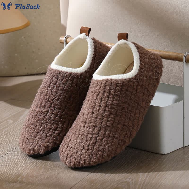 Plus Size Fuzzy Curly Fur Slippers