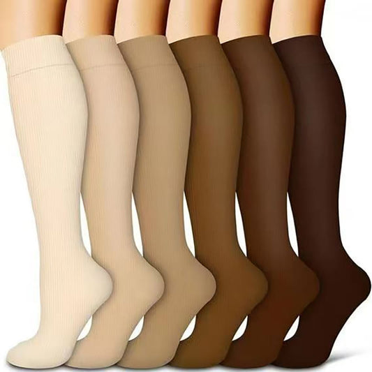 Pure Brown Series Compression Socks(6 Pairs)