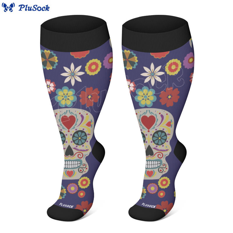 Plus Size Painted Skull Compression Socks(3 Pairs)