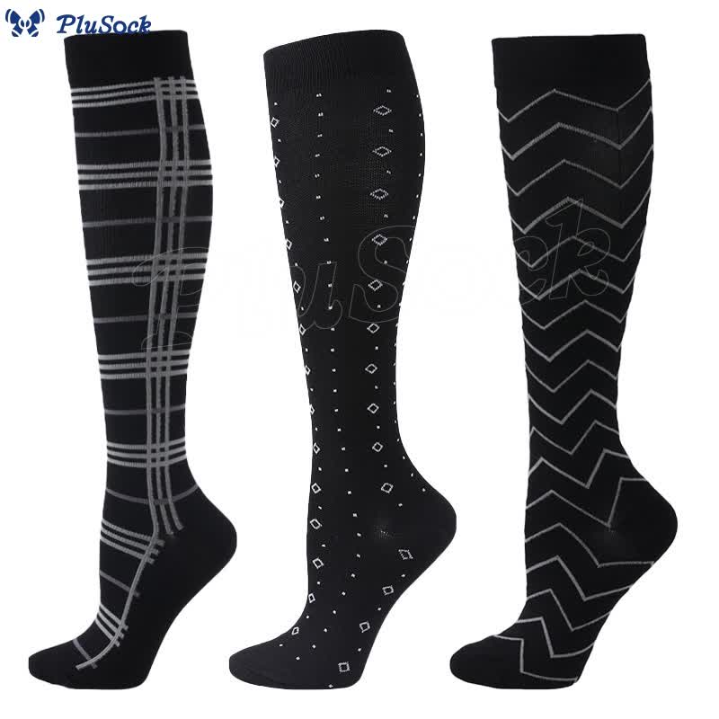 Wave Grid Compression Socks(3 Pairs)