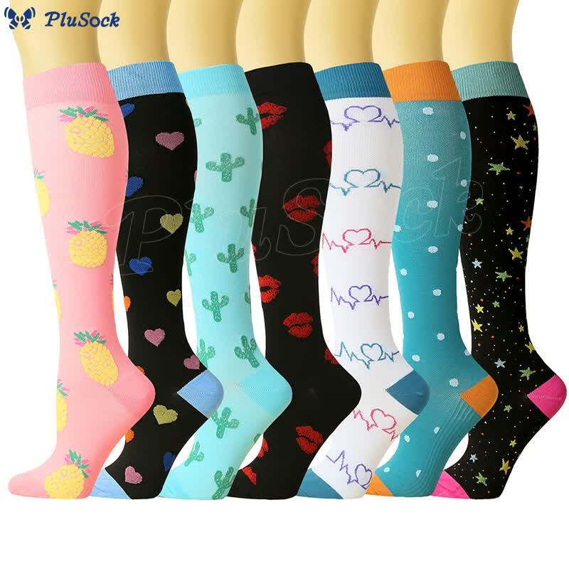 Cute Pattern Series Compression Socks(7 Pairs)