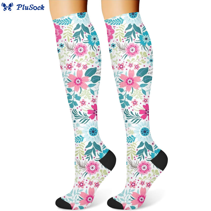 Vibrant Flowers Compression Socks(3 Pairs)