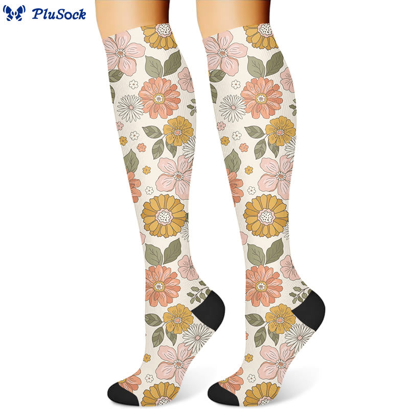 Vibrant Flowers Compression Socks(3 Pairs)