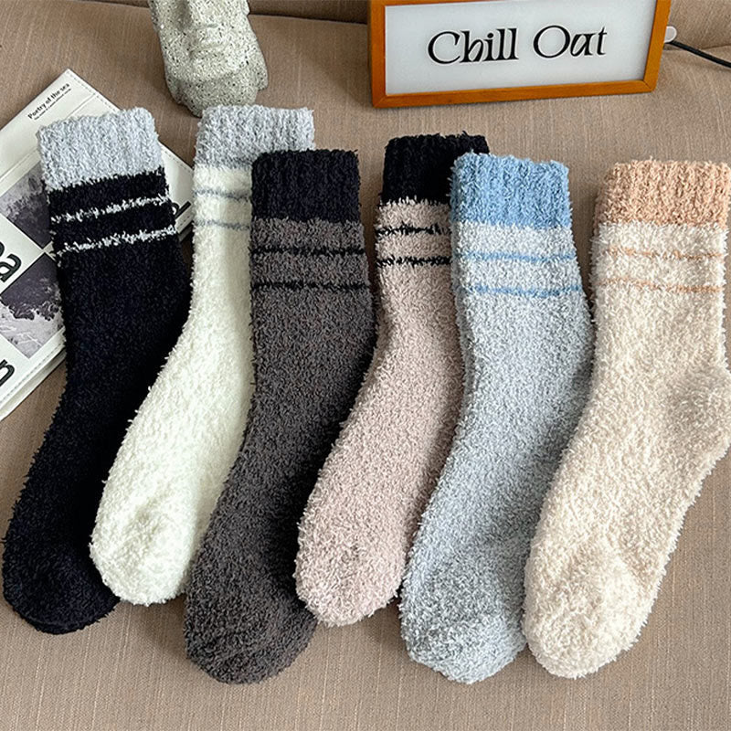 Plus Size Coral Fleece Quarter Socks(6 Pairs)