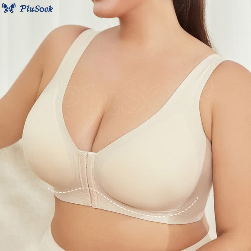 Front Closure Back Support Wireless Bra