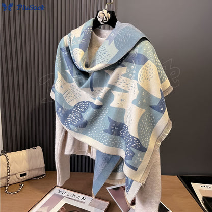 Sweet Cat Jacquard Blanket Scarf