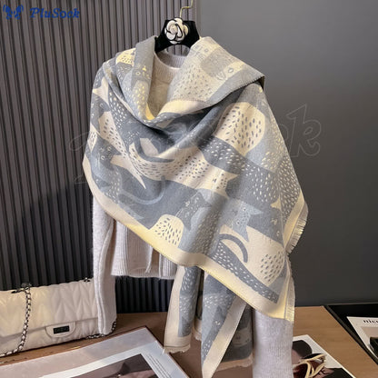 Sweet Cat Jacquard Blanket Scarf