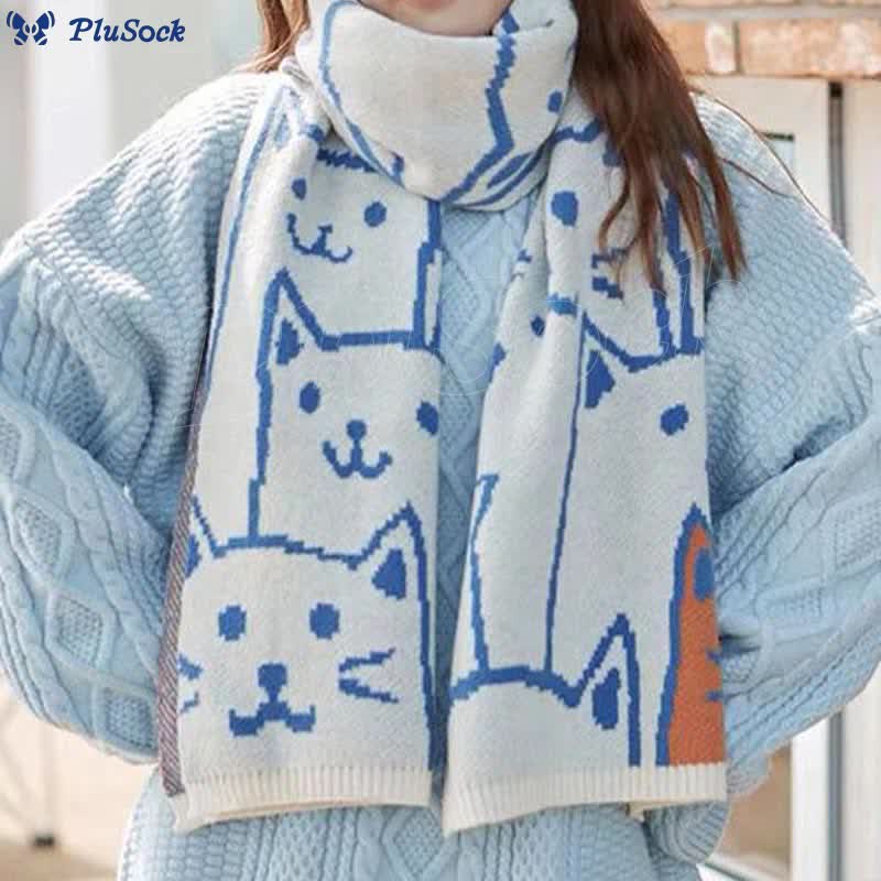 Black White Cat Couple Blanket Scarf