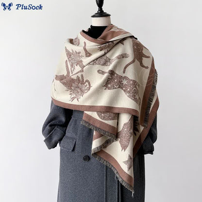 Cat Silhouette Print Blanket Scarf