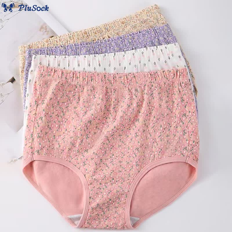 Plus Size High Waist Jacquard Panty(4 Packs)