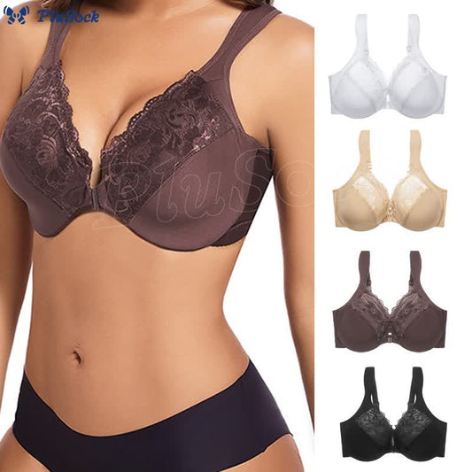 Plus Size Wide Strap Front Closure Underwire  Bra