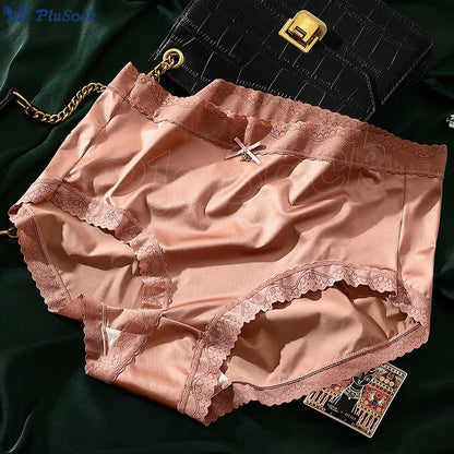 Plus Size Sexy Lace Satin Panty(3 Packs)