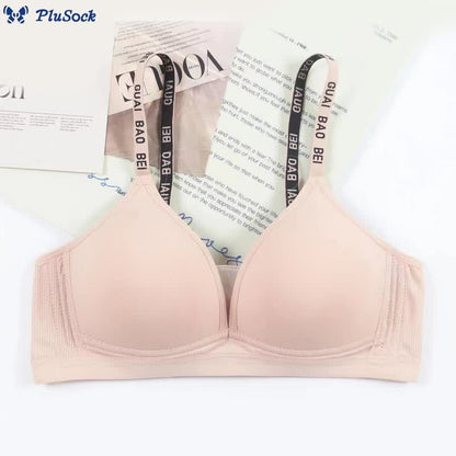 Letter Print Strap Wireless Bra