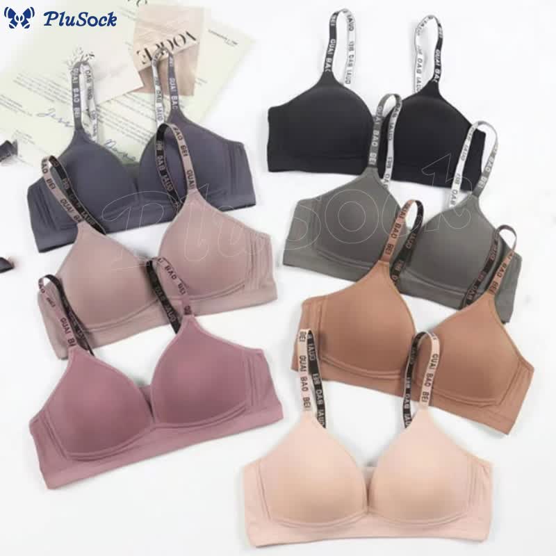 Letter Print Strap Wireless Bra