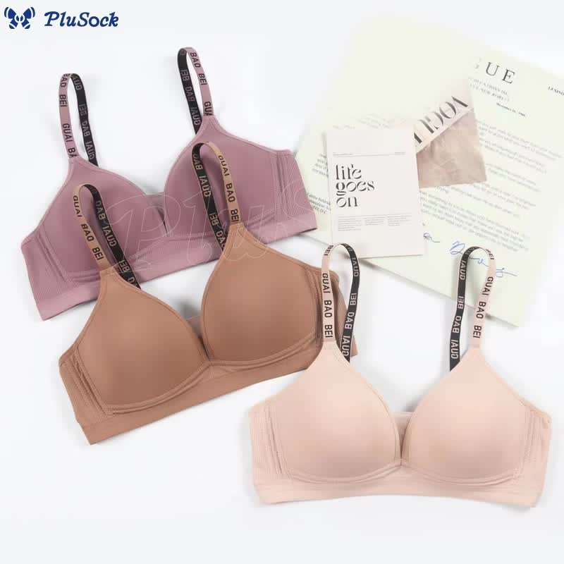 Letter Print Strap Wireless Bra