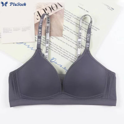 Letter Print Strap Wireless Bra