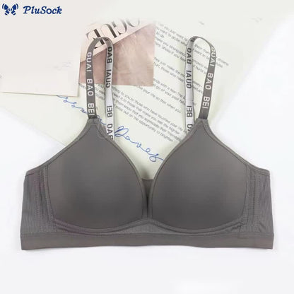 Letter Print Strap Wireless Bra