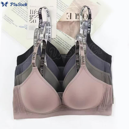 Letter Print Strap Wireless Bra