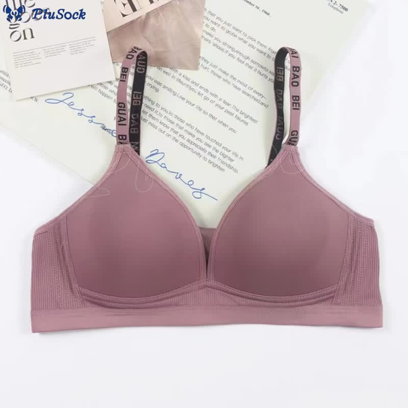 Letter Print Strap Wireless Bra