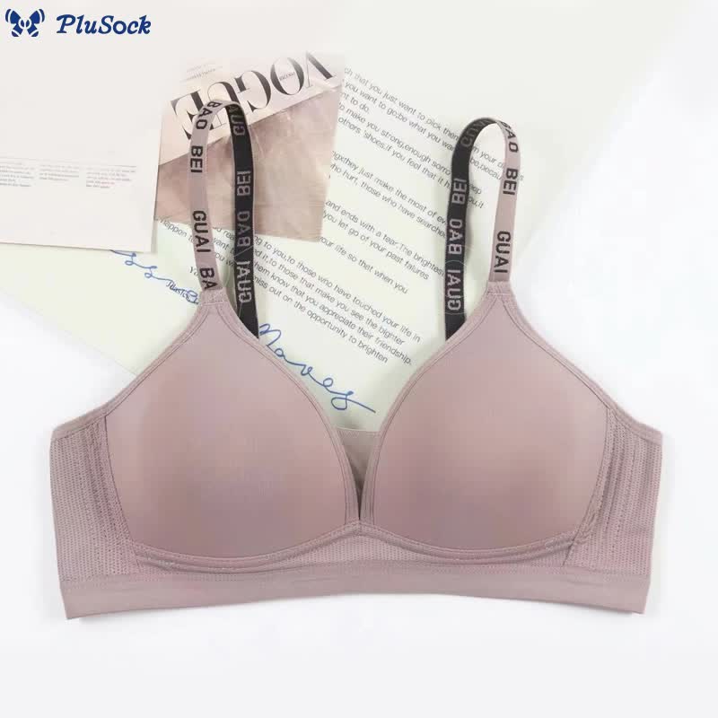 Letter Print Strap Wireless Bra