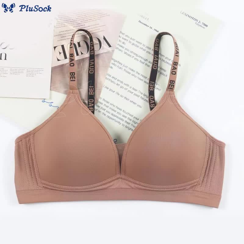 Letter Print Strap Wireless Bra