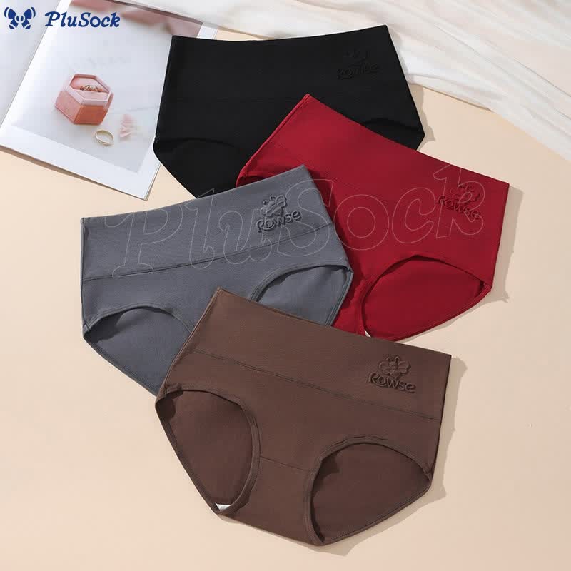 Plus Size Cotton High Waist Panty(4 Packs)