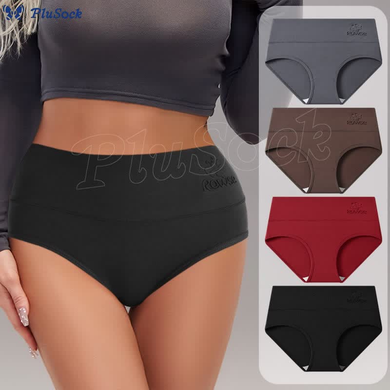 Plus Size Cotton High Waist Panty(4 Packs)