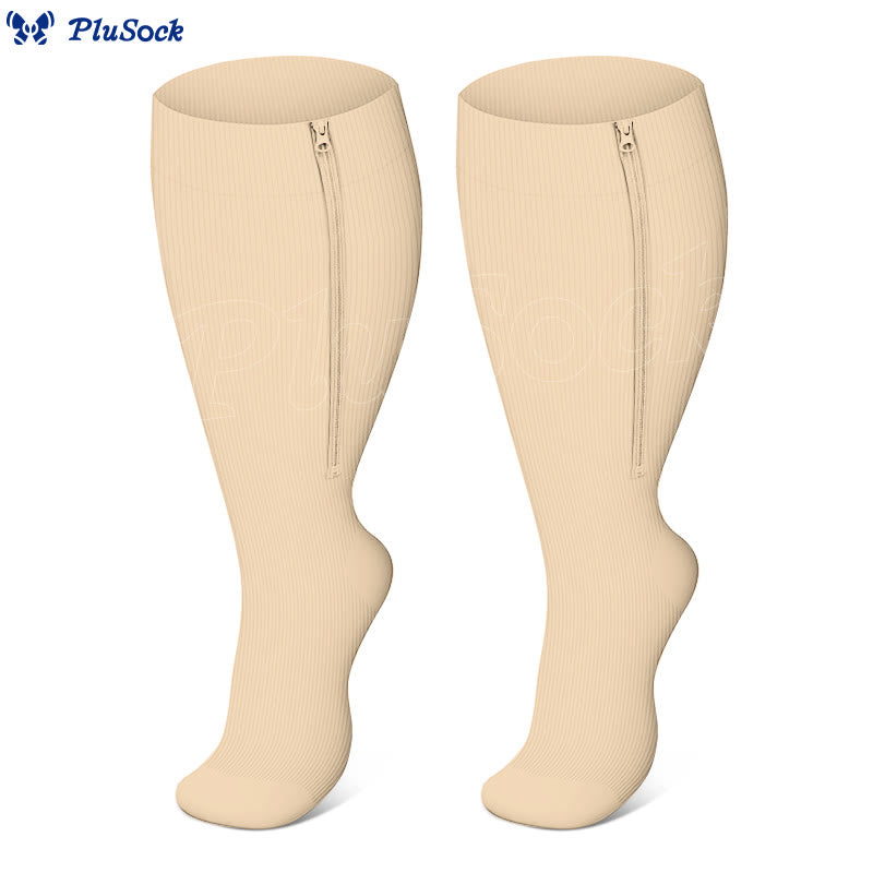 2XL-7XL Plus Size Classic Zipper Compression Socks(3 Pairs)