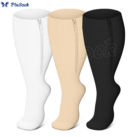 2XL-7XL Plus Size Classic Zipper Compression Socks(3 Pairs)