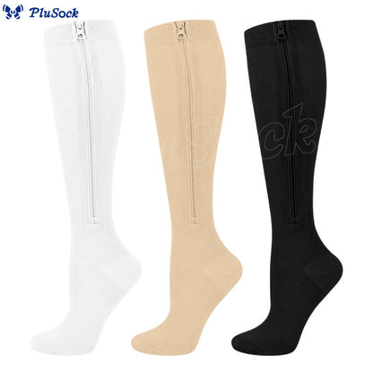 2XL-7XL Plus Size Classic Zipper Compression Socks(3 Pairs)