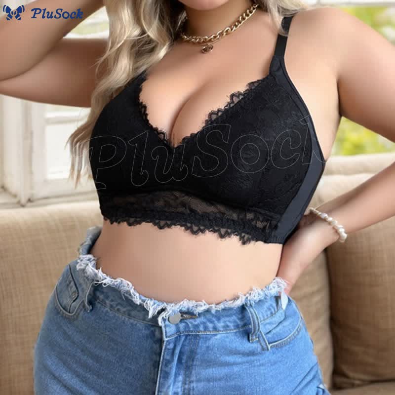 Plus Size Lace Trendy Wireless Bra