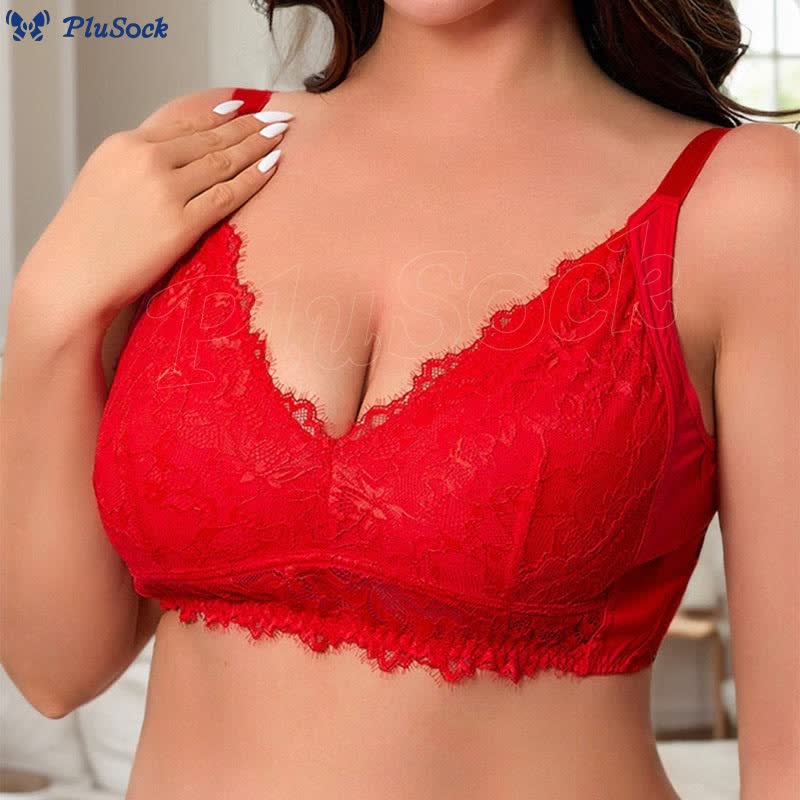 Plus Size Lace Trendy Wireless Bra