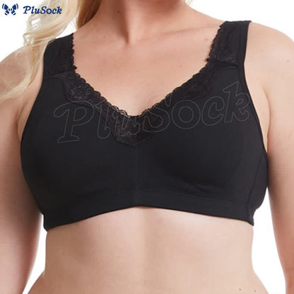 Plus Size Lace Cotton Wireless Bra