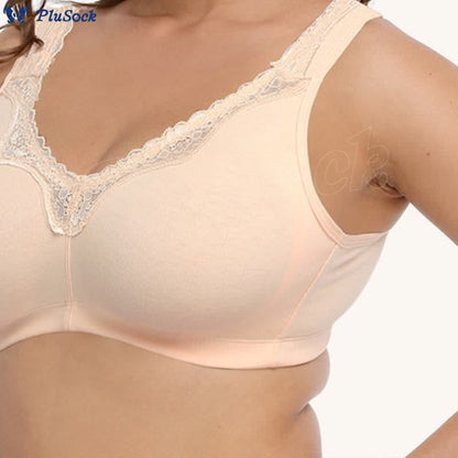 Plus Size Lace Cotton Wireless Bra