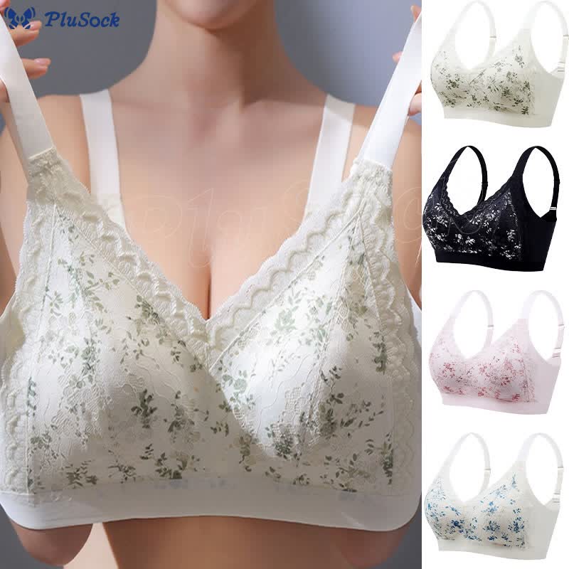 Plus Size Elegant Lace Wireless Bra