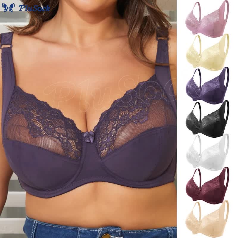 Plus Size Thin Sexy Lace Underwire Bra