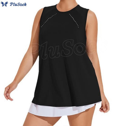 Plus Size Loose Mesh Stitching Sports Top